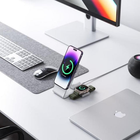 ALOGIC Matrix 3-i-1 MagSafe laddare med Apple Watch laddare och skrivbords docka - Vit ALOGIC Matrix 3-i-1 MagSafe laddare