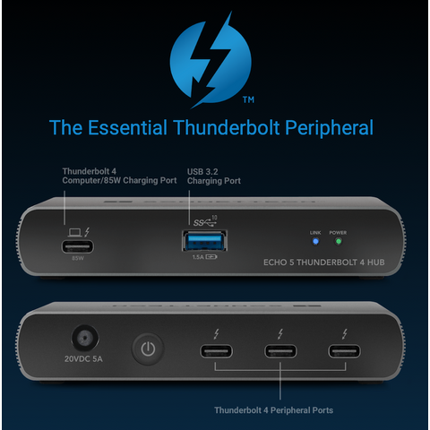 SONNET Echo 5 Thunderbolt 4 Hub, 85W PD Dockningsstation