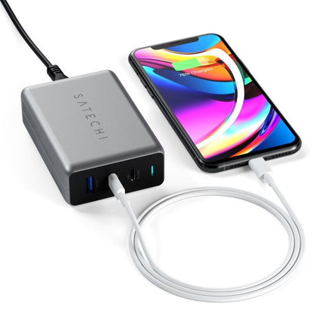 Satechi 100W GaN PD-reseladdare med dubbla USB-C och USB-A-uttag