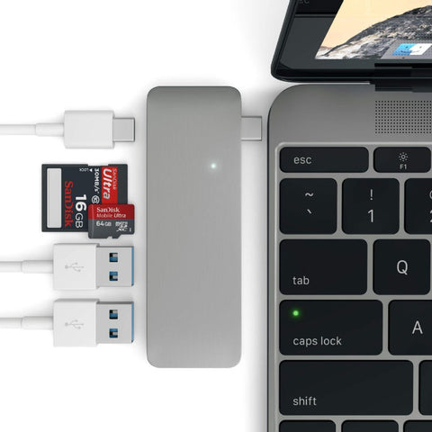 satechi type-c pass through usb hub with usb-c charging port