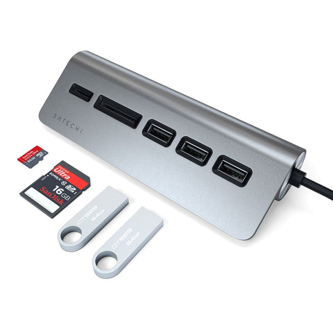 Satechi USB-C Aluminum USB-hub & Minneskortläsare Tillbehör