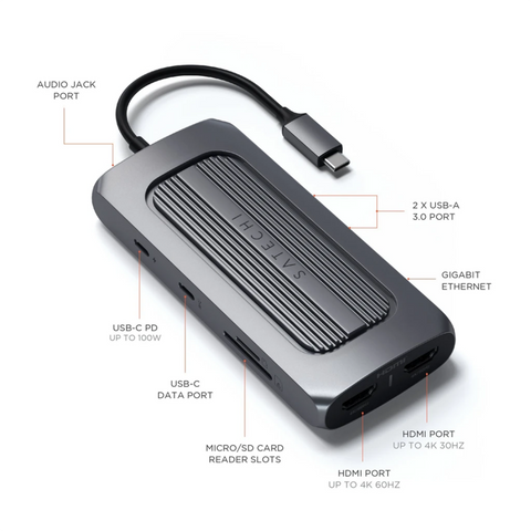 Satechi USB Type-C Multi-Port Adapter 4K Gigabit Ethernet - mac usb-c