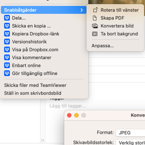 Konvertera HEIC till JPG på Mac med Snabbåtgärder