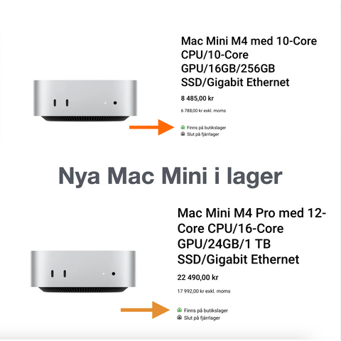 Mac Mini M4 på lager – passa på innan de tar slut!