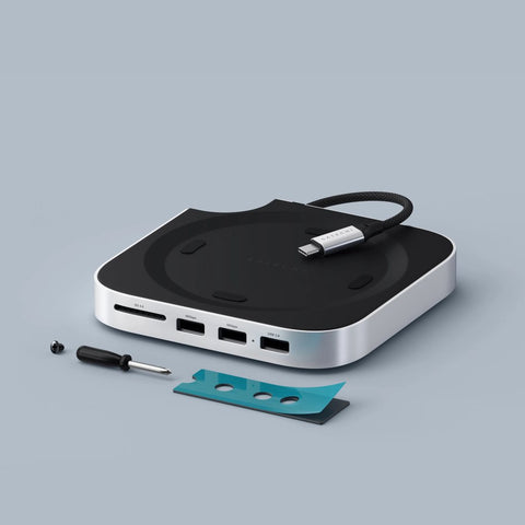 Satechi Mac mini M4 Stand & Hub med M.2 NVMe SSD-plats Dockningsstation Mac mini M4 Stand & Hub med M.2 NVMe SSD| Mac Mini M4 dockningsstation