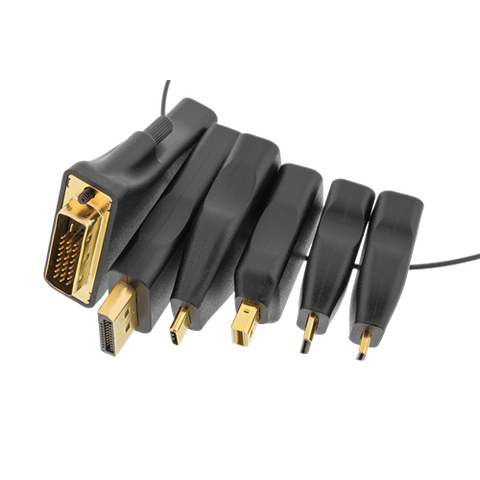 DELTACO OFFICE HDMI adapter ring, mDP, DP, USB-C, DVI, HDMI mini/micro, svart Kabel 