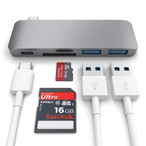 Satechi USB-C Pass Through USB Hub – 3-i-1 hub Tillbehör satechi type-c pass through usb hub with usb-c charging port