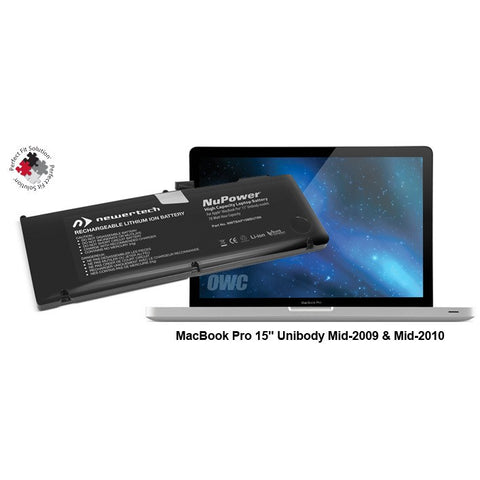 NewerTech NuPower 85 Watt-Hour Battery for MacBook Pro 15-inch Unibody Mid-2009 & Mid-2010 Batteri NewerTech batteri Macbook Pro 15" - Unibody Mid-2009 & Mid-2010