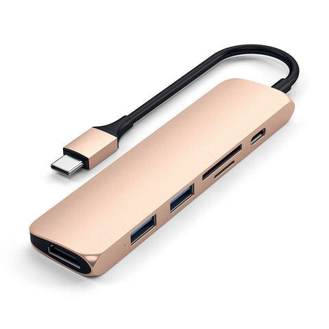 Satechi Slim USB-C MultiPort Adapter V2 med HDMI, USB 3.0 portar samt kortläsare Tillbehör 