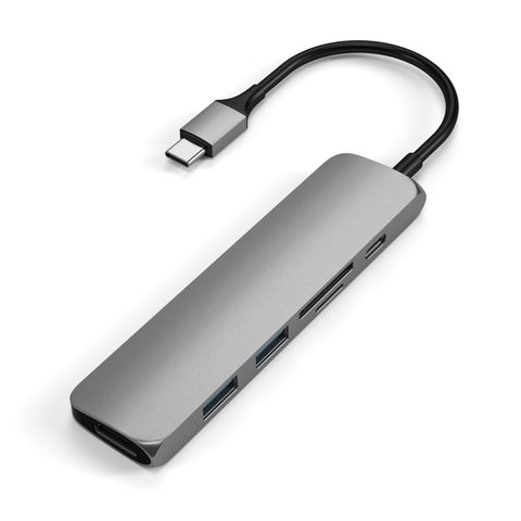 Satechi Slim USB-C MultiPort Adapter V2 med HDMI, USB 3.0 portar samt kortläsare Tillbehör 