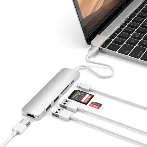 Satechi Slim USB-C MultiPort Adapter V2 med HDMI, USB 3.0 portar samt kortläsare Tillbehör 