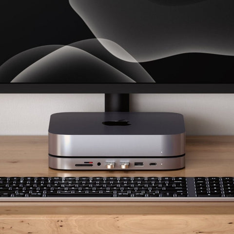 Satechi aluminiumstativ och hubb för Mac Mini Tillbehör Satechi aluminiumstativ och hubb för Mac Mini - hub mac mini