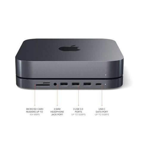 Satechi aluminiumstativ och hubb för Mac Mini Tillbehör Satechi aluminiumstativ och hubb för Mac Mini - hub mac mini