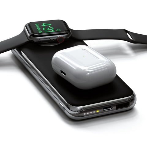 Satechi Powerbank med inbyggd Qi-laddning och Apple Watch laddning Batteri Powerbank med inbyggd Qi-laddning och power bank apple watch
