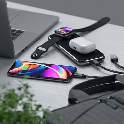 Satechi Powerbank med inbyggd Qi-laddning och Apple Watch laddning Batteri Powerbank med inbyggd Qi-laddning och power bank apple watch